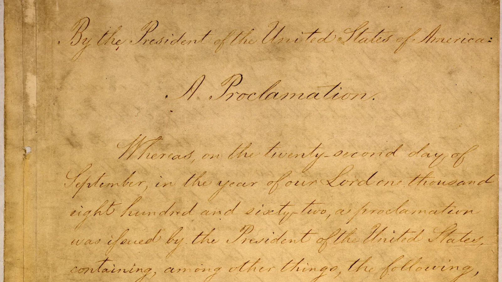 the first page of a handwritten document headed By the President of the United States of America, A Proclamation