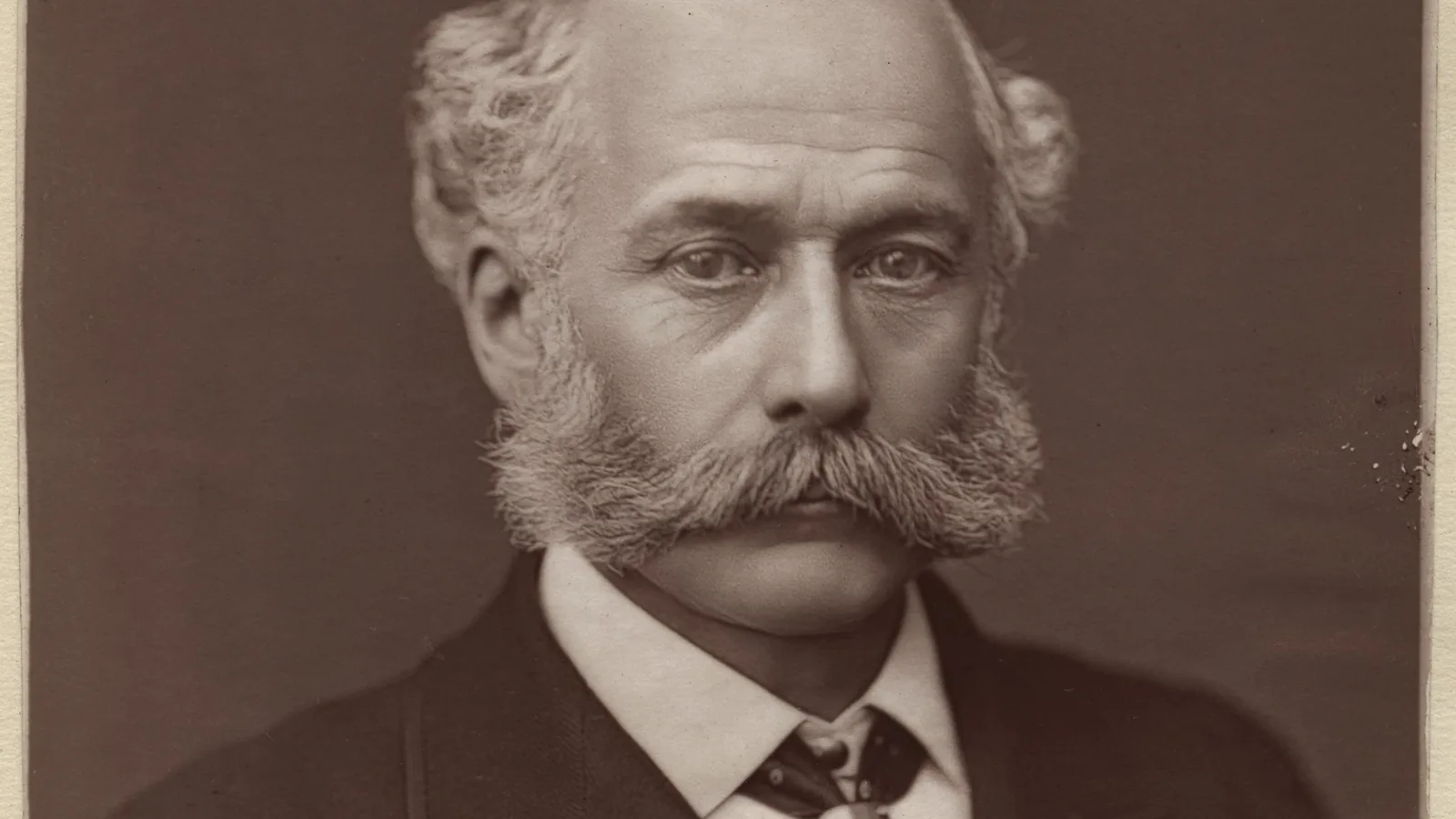 Studio portrait of Joseph Bazalgette, bearded, in mid-Victorian dress