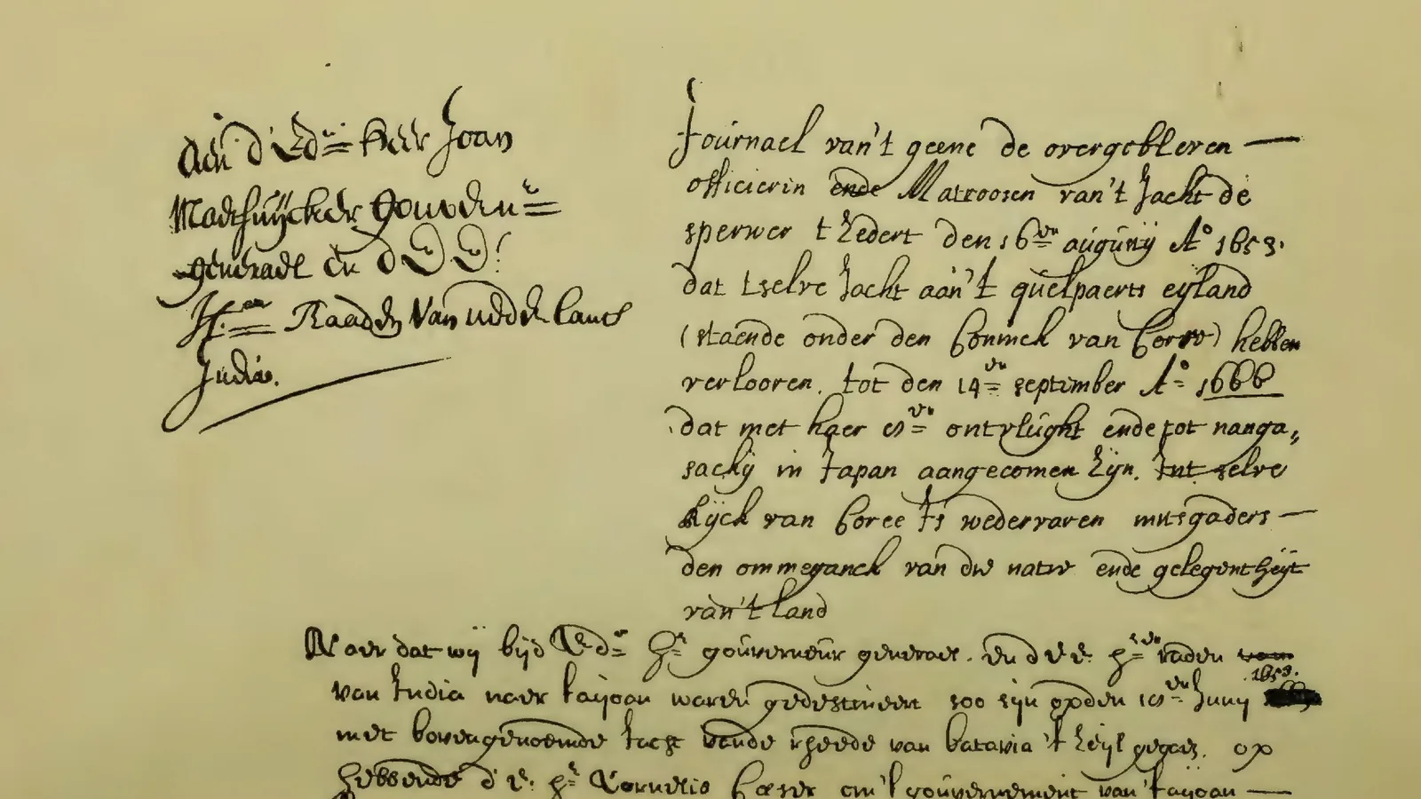 a page of seventeenth-century Dutch handwriting in brown ink on yellowed paper, with a heading and two blocks of text