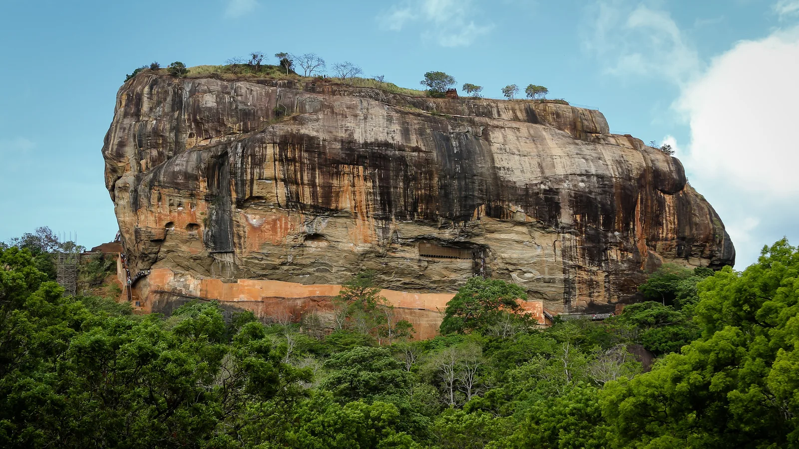 The sheer rock outcrop of Sigiriya rising above the surrounding plain