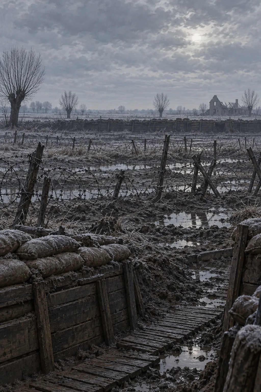 Reconstruction: no man's land in the new year, with the wire strung again