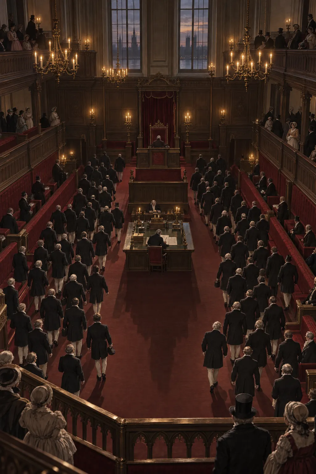 Reconstruction: peers divided into two groups, seen from a distance