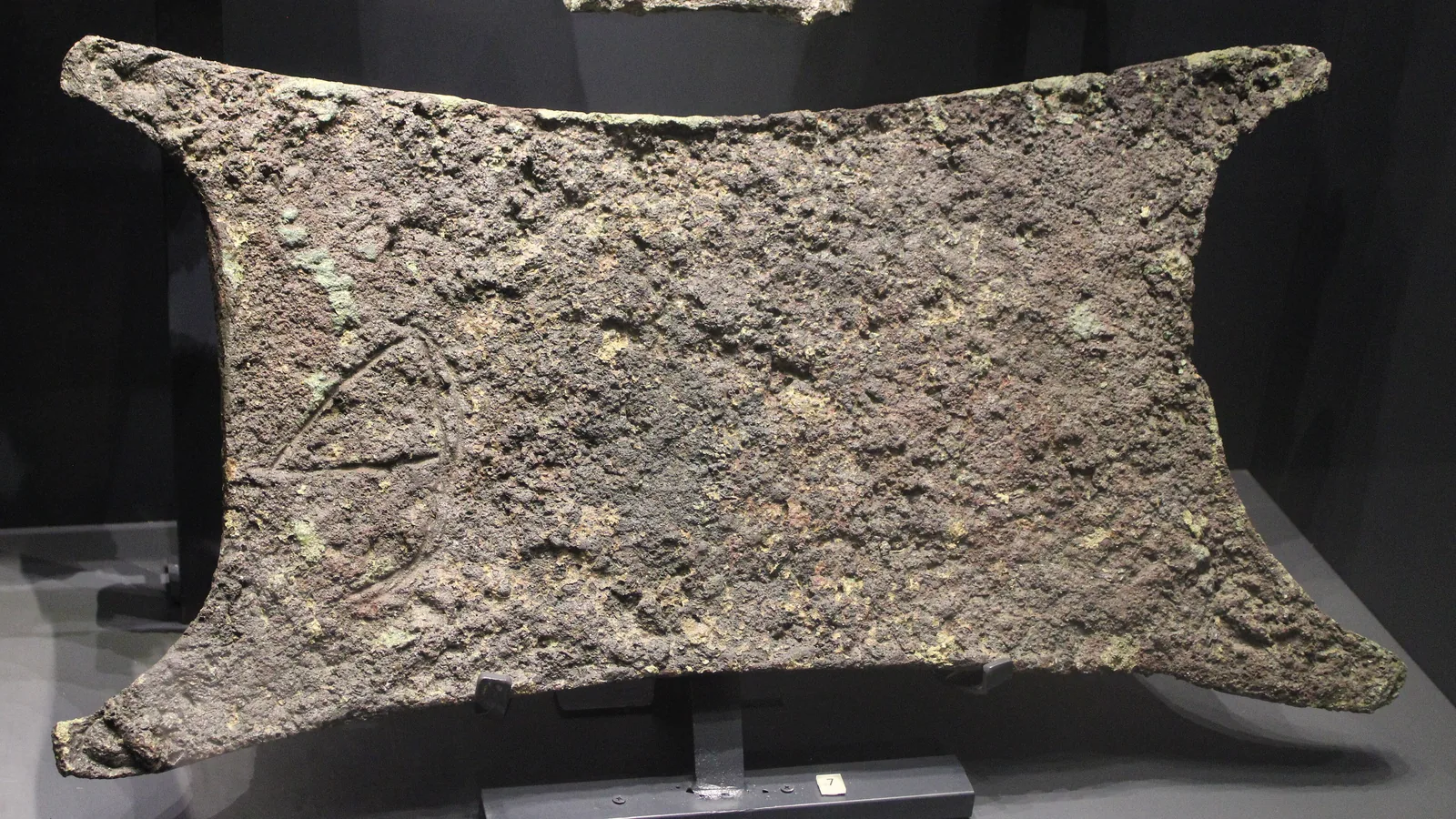 Bronze Age copper ingot shaped like a stretched oxhide with four corner handles